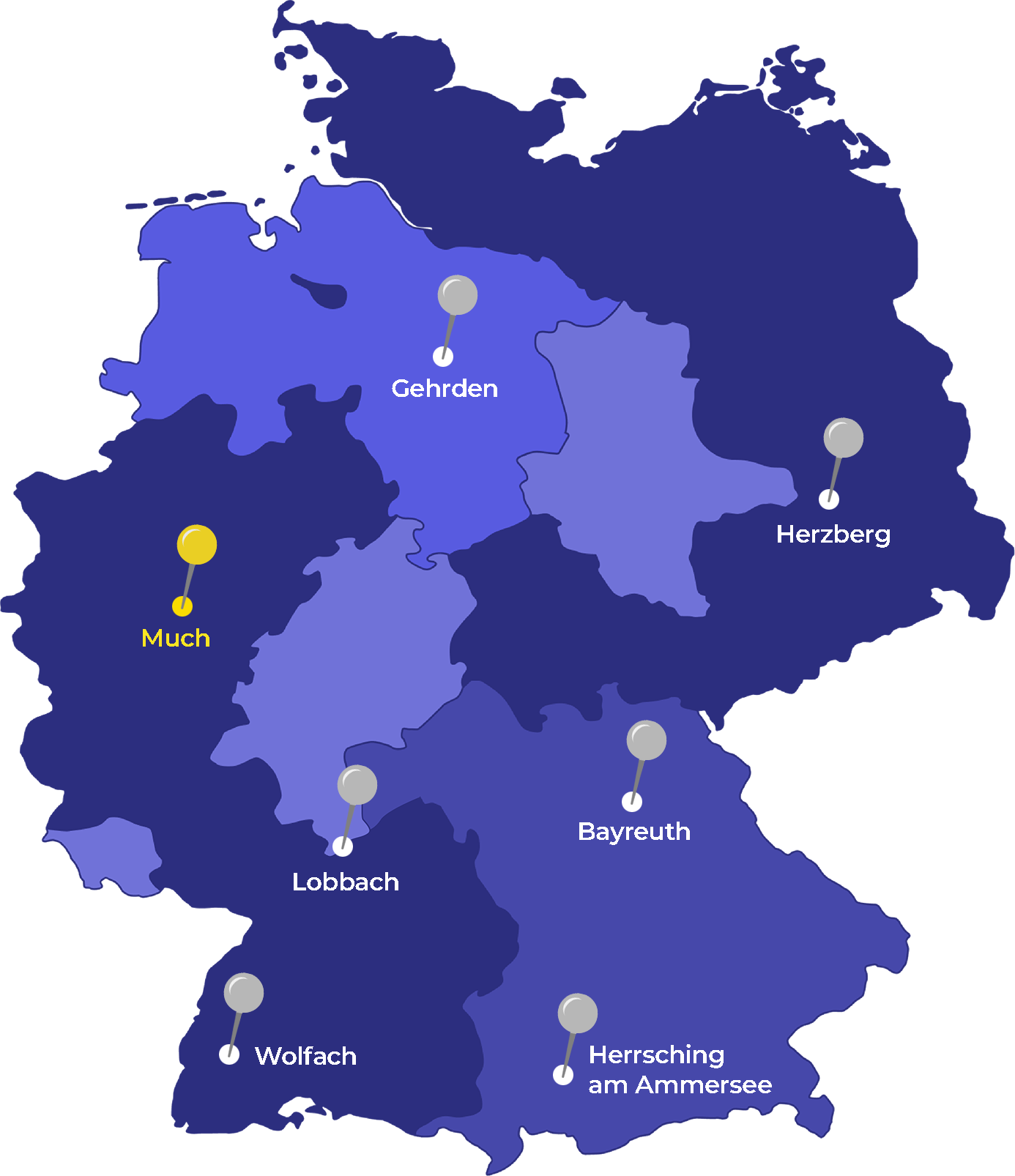 Deutschlandkarte mit Camp-Standorten